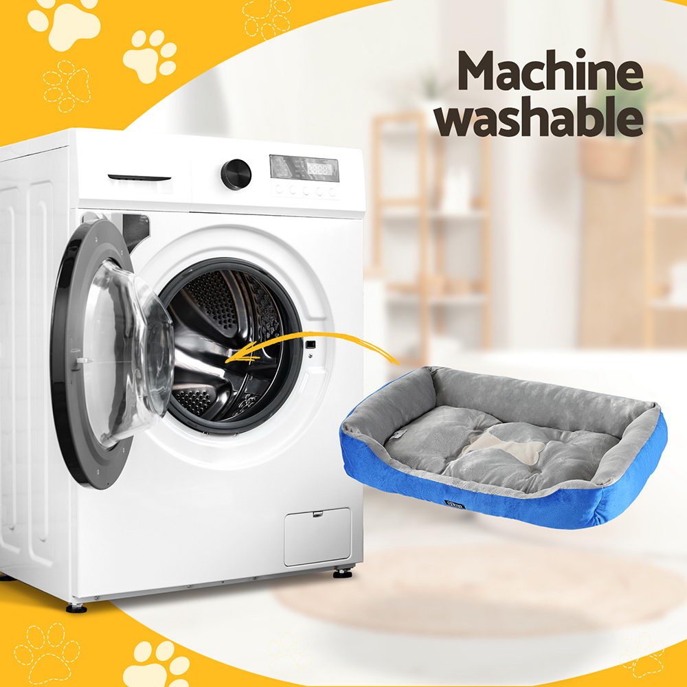 i.Pet Calming Pet Bed Plush Cave Washable Blue Grey