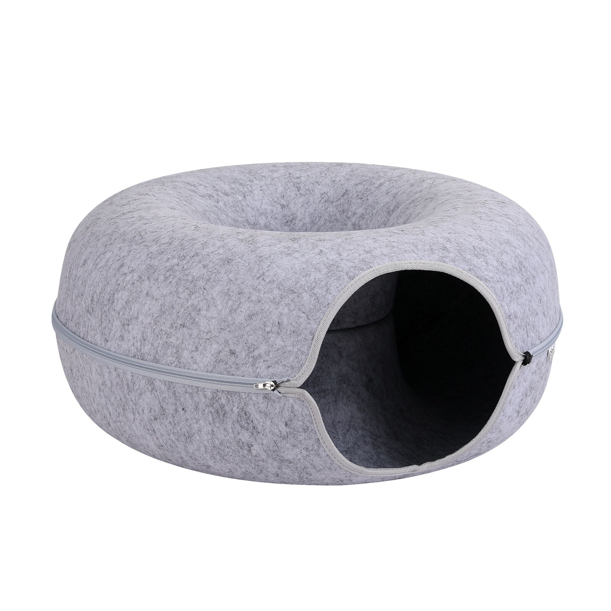i.Pet Cat Bed with Tunnel 60x28CM Donut Felt Cave Hideaway Detachable Grey