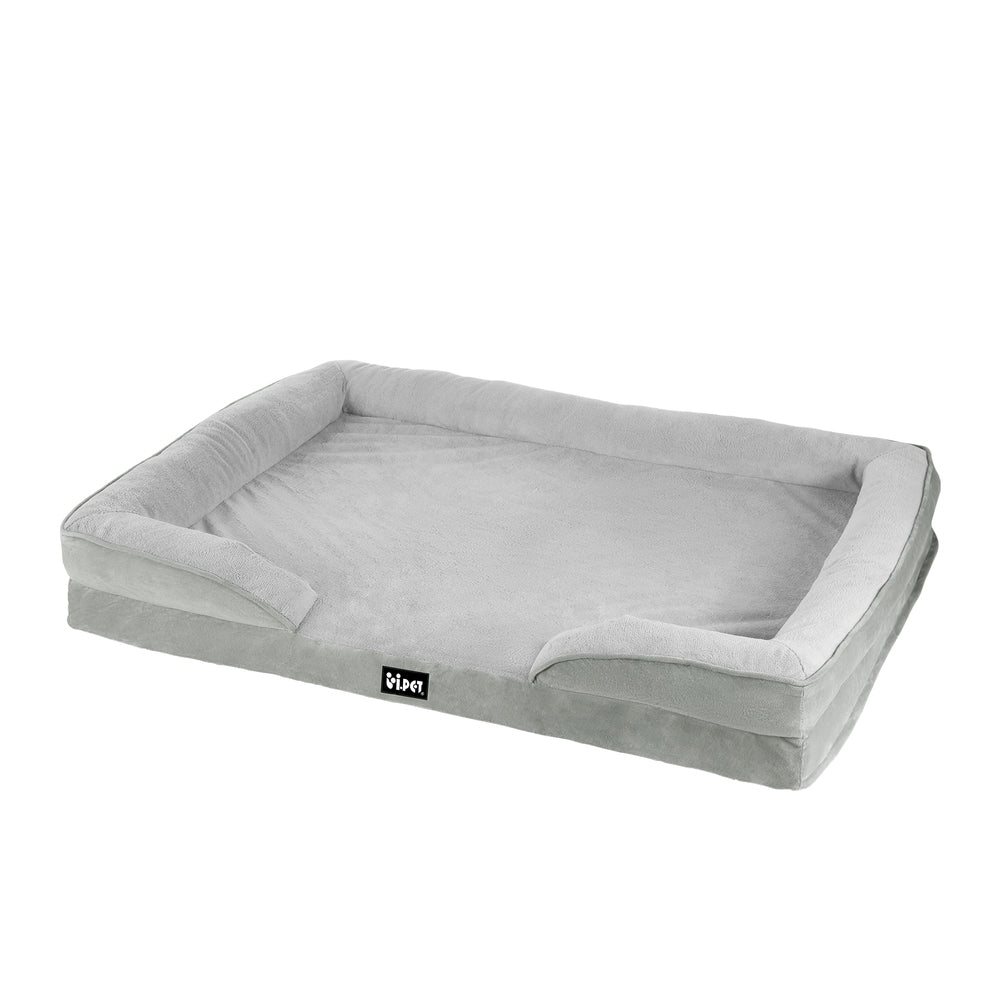 i.Pet Large Dog Calming Sofa Bed Egg Crate Foam Grey
