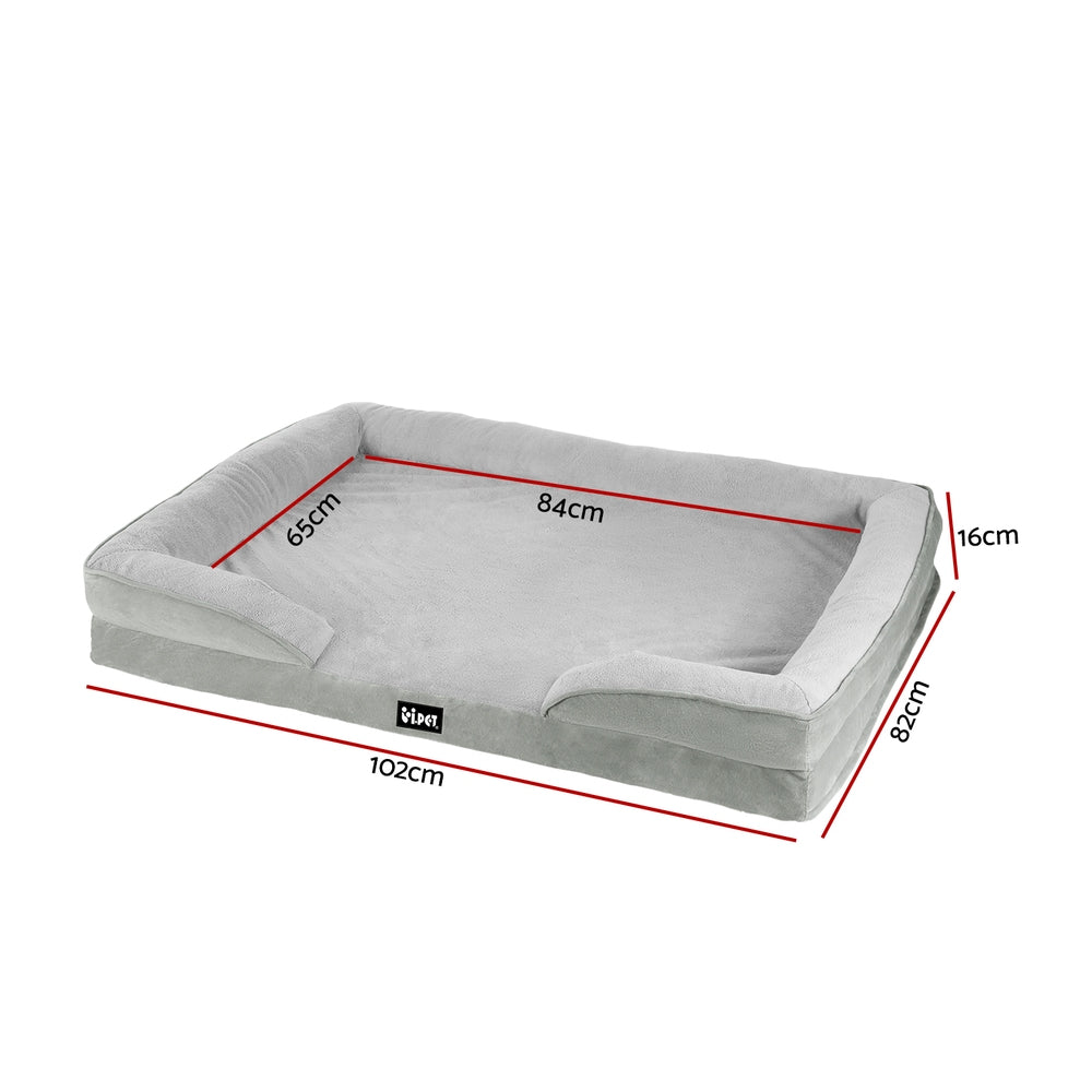 i.Pet Large Dog Calming Sofa Bed Egg Crate Foam Grey