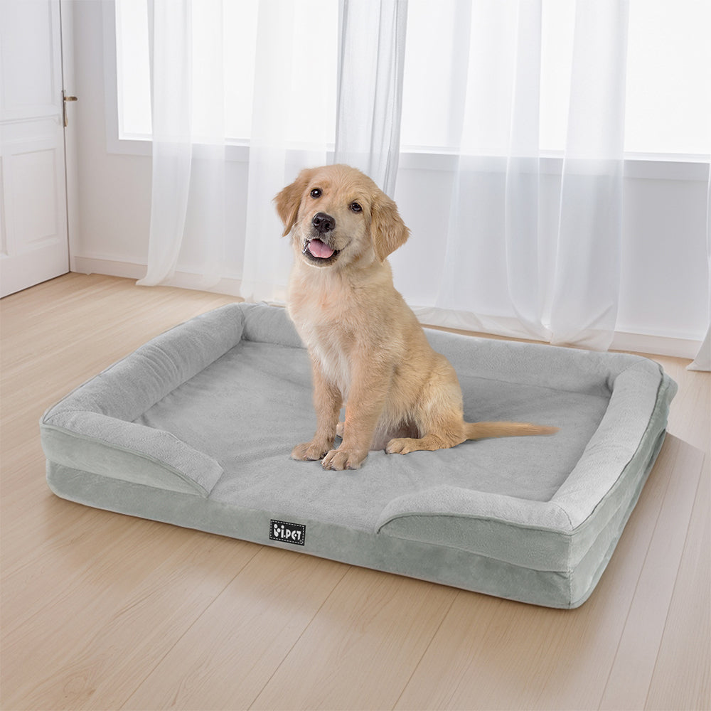 i.Pet Large Dog Calming Sofa Bed Egg Crate Foam Grey