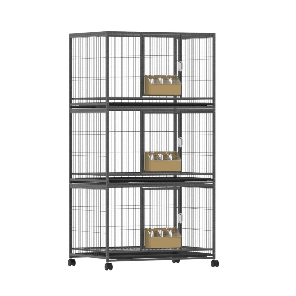i.Pet Large Bird Cage Aviary Black for Budgies & Parrots with Stand Wheels
