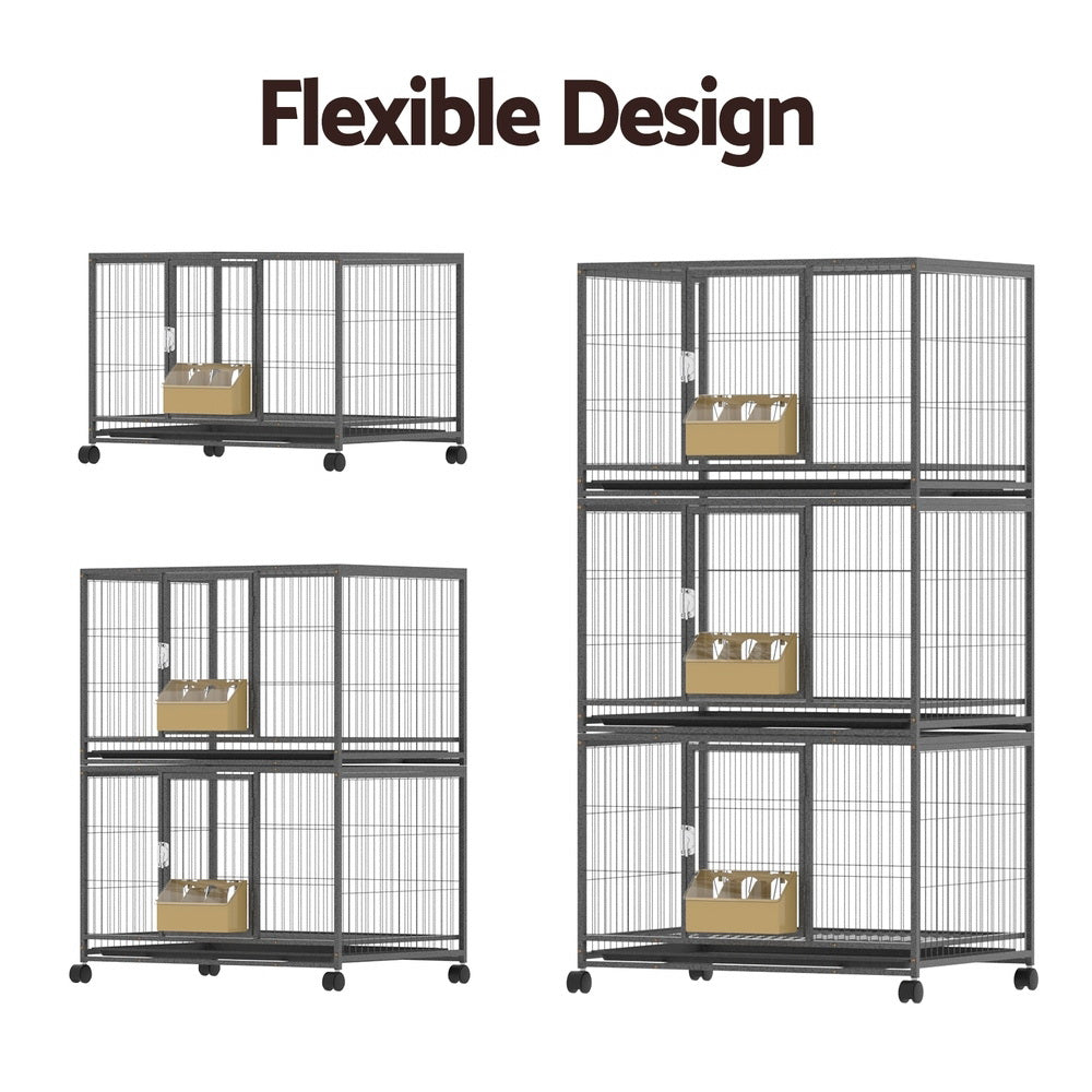 i.Pet Large Bird Cage Aviary Black for Budgies & Parrots with Stand Wheels