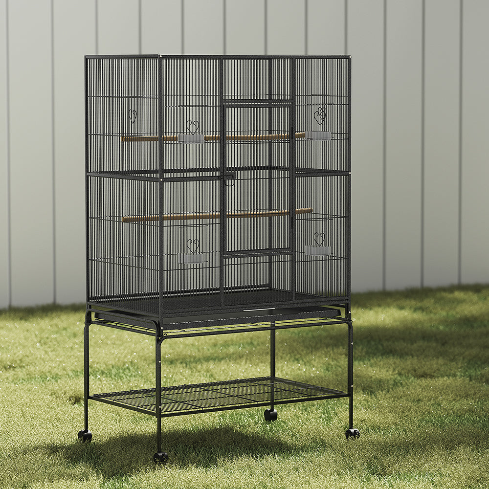 i.Pet Large Bird Cage Aviary 138cm Black with Stand