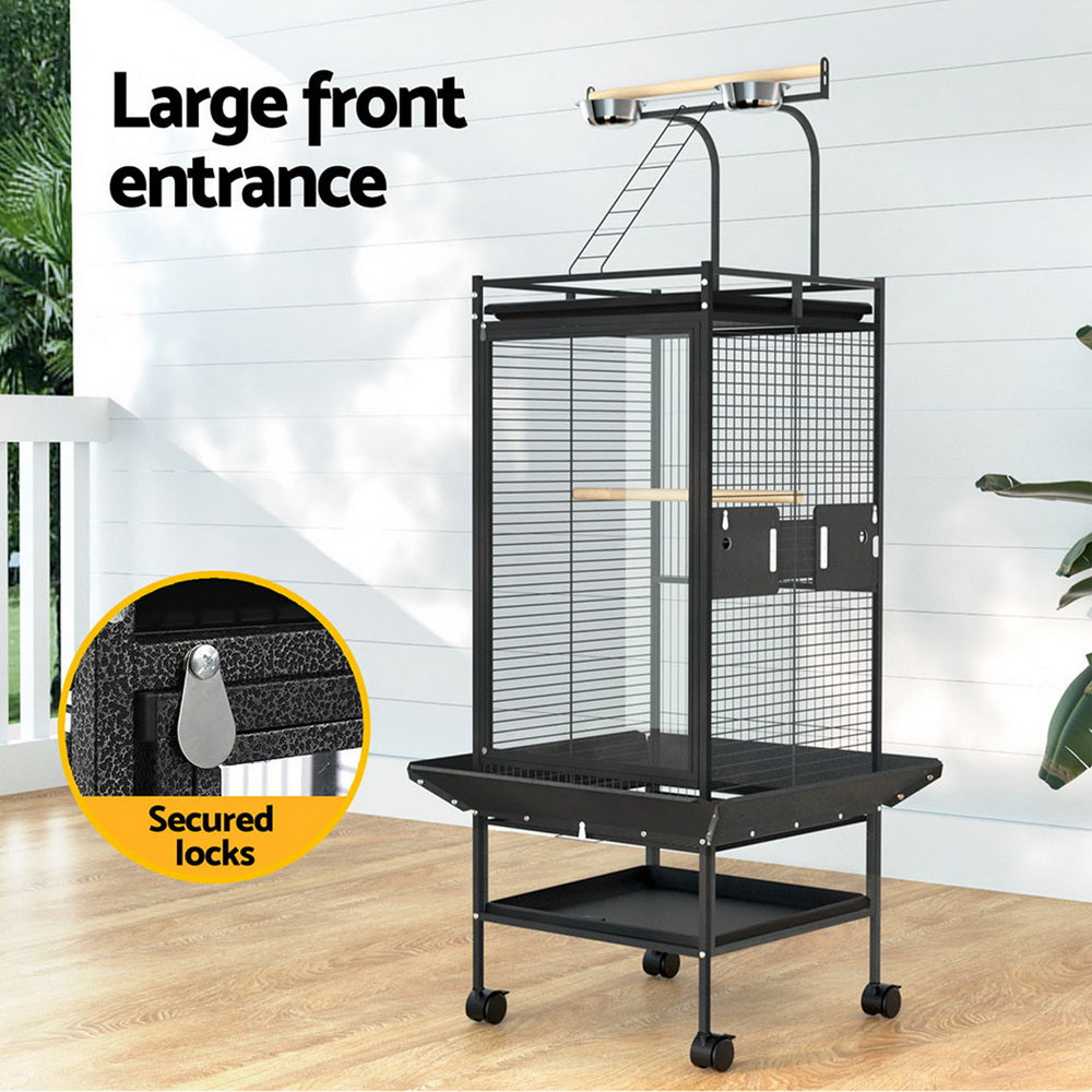 i.Pet 155cm Parrot Aviary Bird Cage Black Wheels