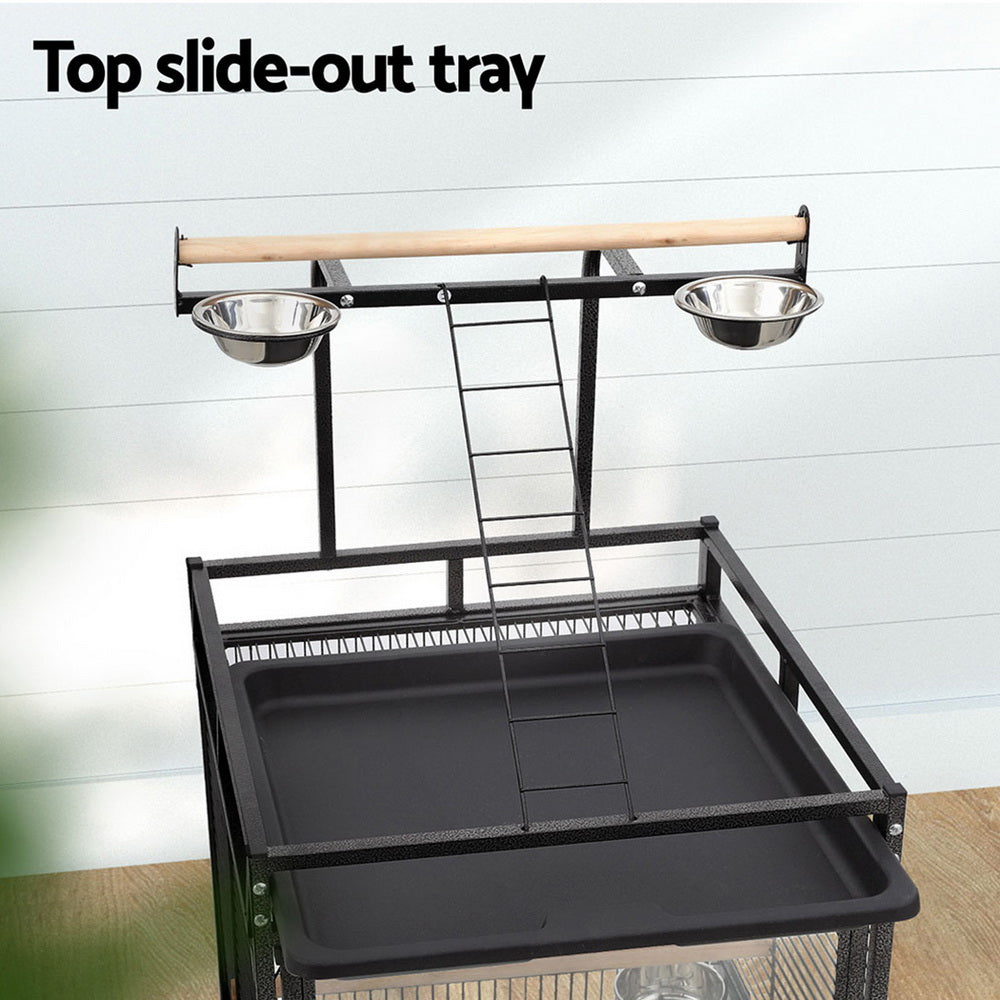 i.Pet 155cm Parrot Aviary Bird Cage Black Wheels