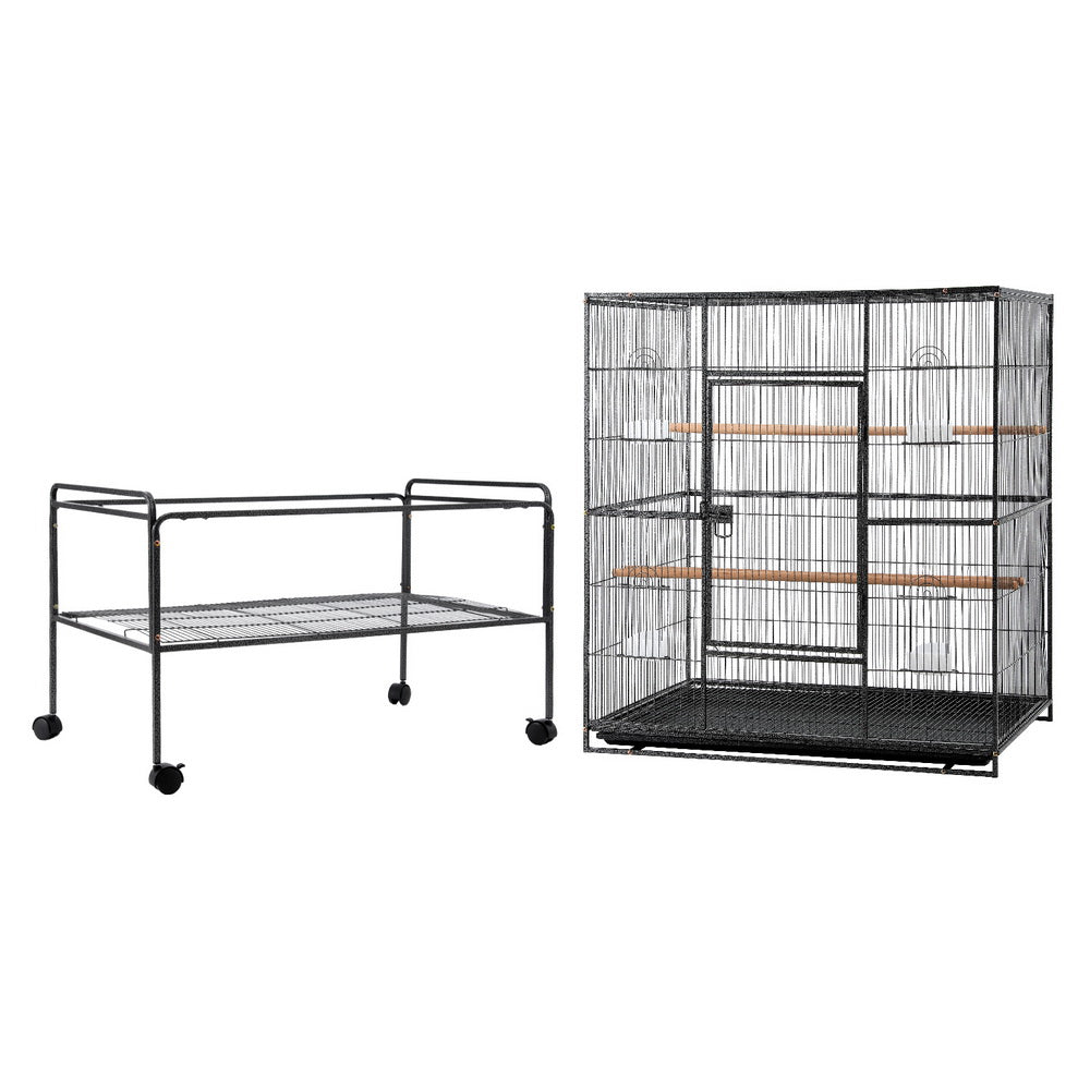 i.Pet Large Parrot Aviary 160cm Black Castor Wheels