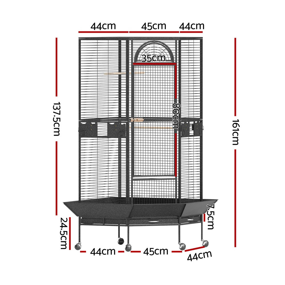 i.Pet Jumbo Aviary Bird Cage Corner Design Black