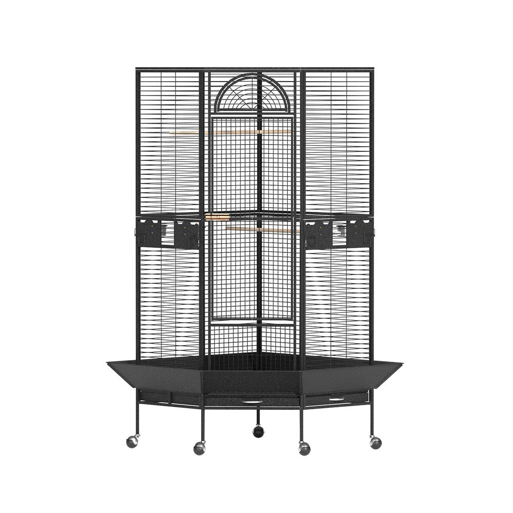 i.Pet Jumbo Aviary Bird Cage Corner Design Black