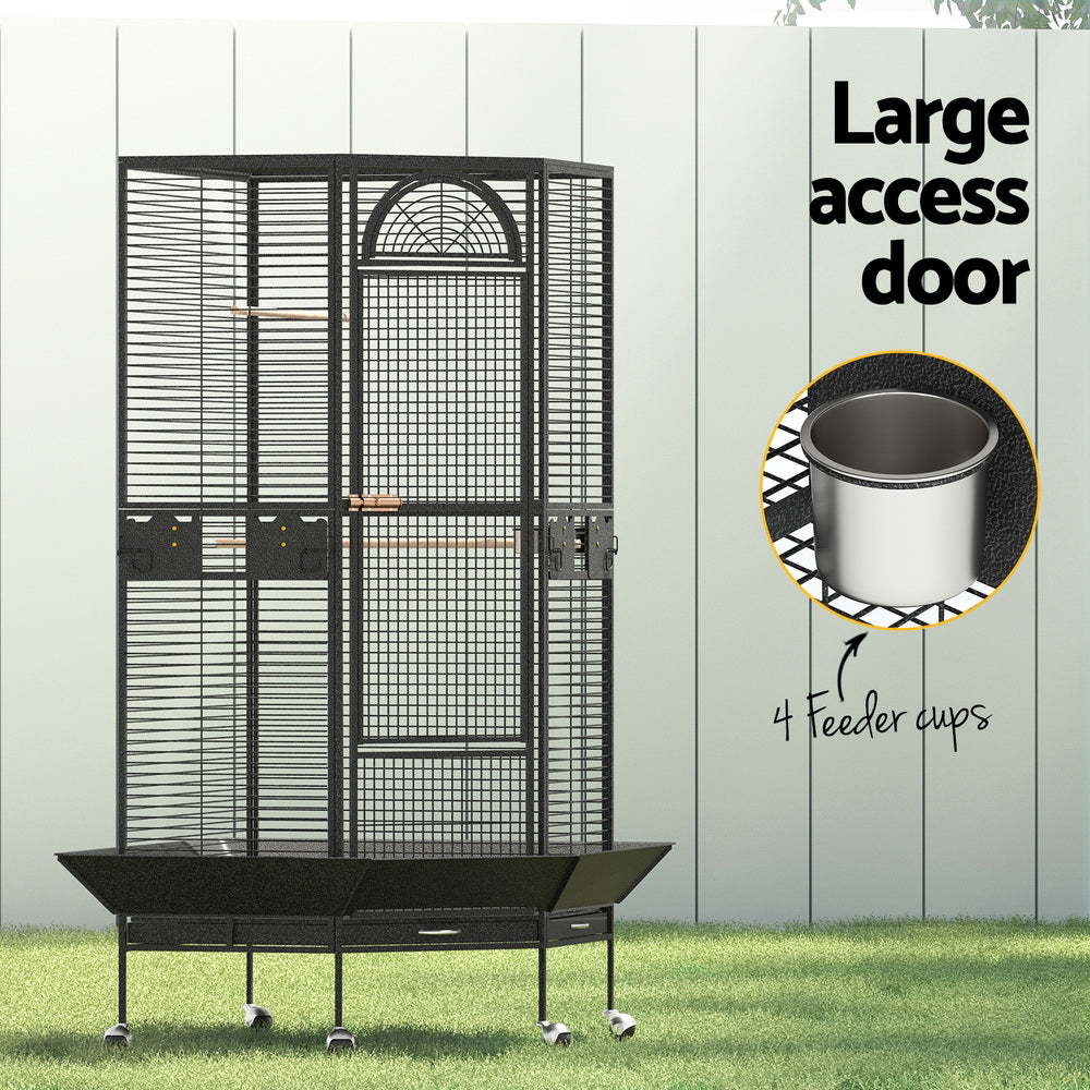 i.Pet Jumbo Aviary Bird Cage Corner Design Black