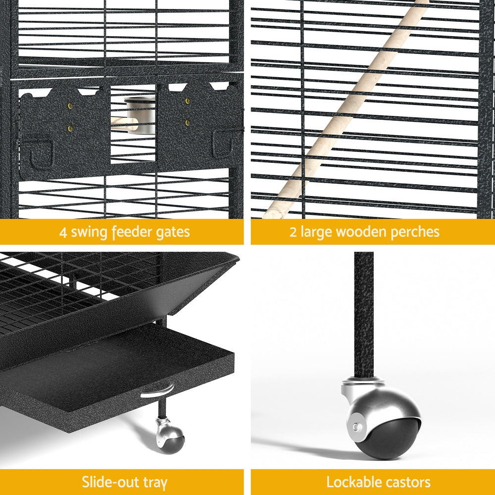 i.Pet Jumbo Aviary Bird Cage Corner Design Black