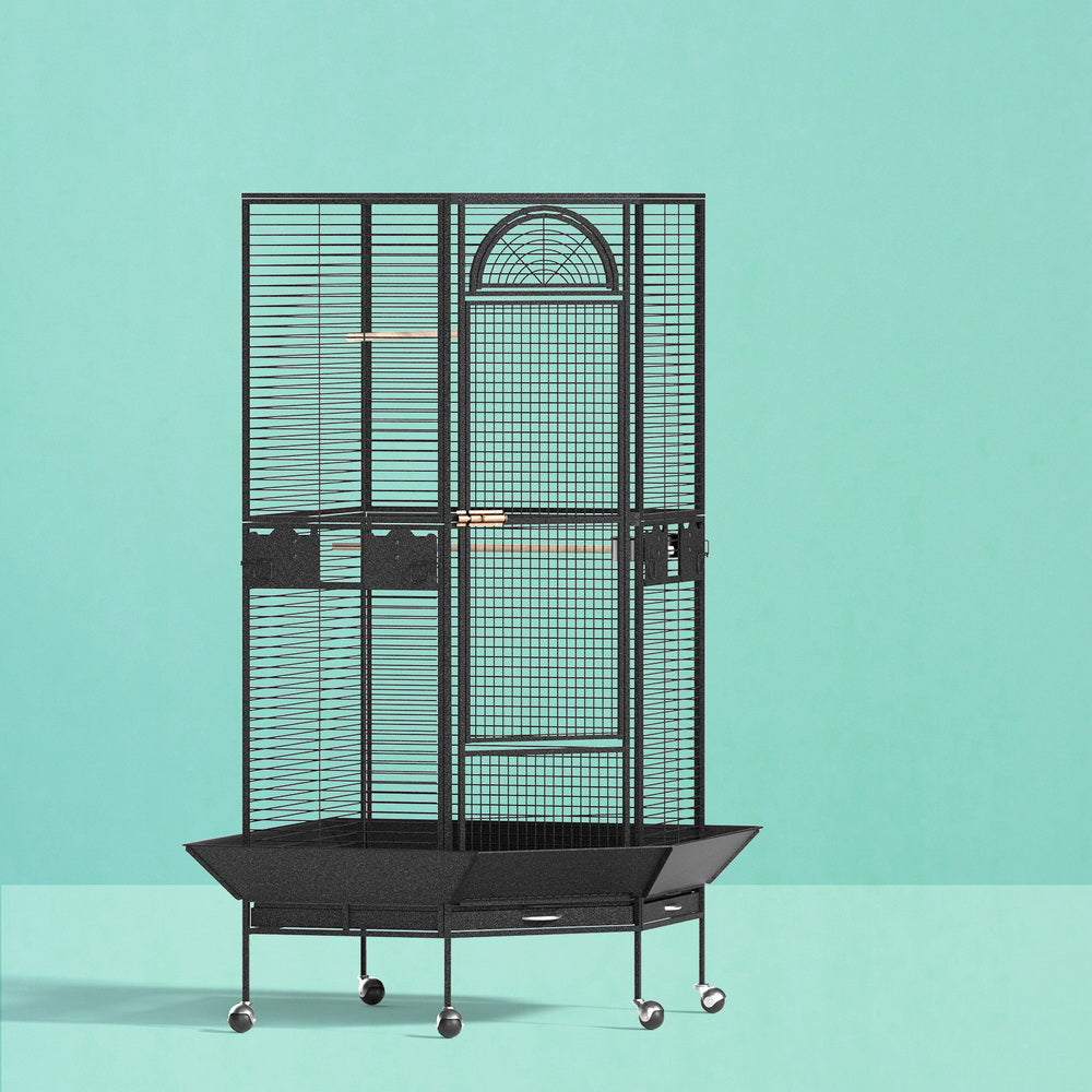 i.Pet Jumbo Aviary Bird Cage Corner Design Black