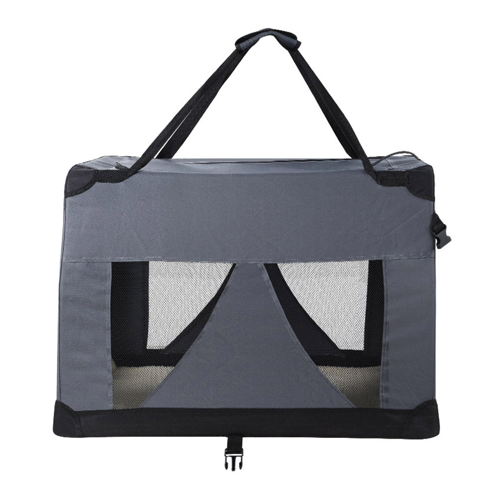 i.Pet XL Pet Carrier Soft Crate Foldable Travel Grey