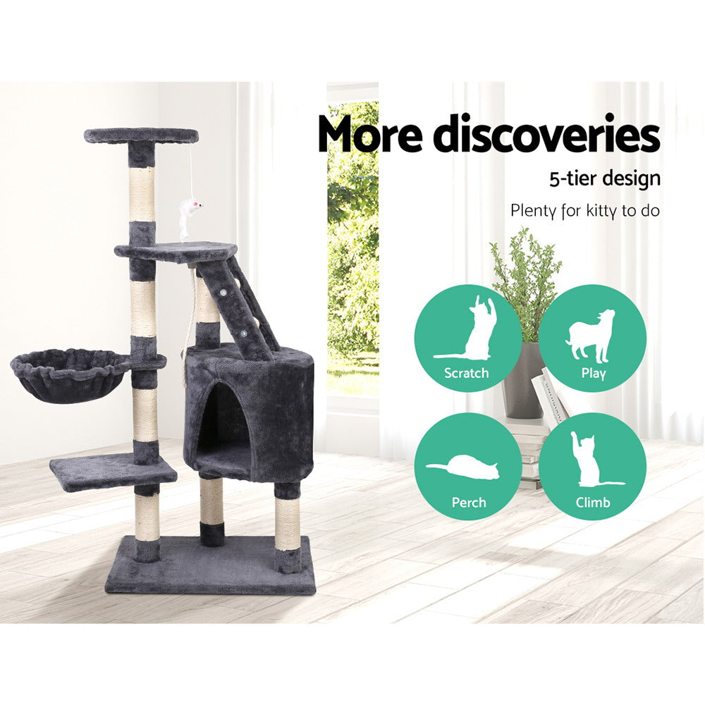 i.Pet 120cm Cat Tree Tower Scratching Post Dark Grey