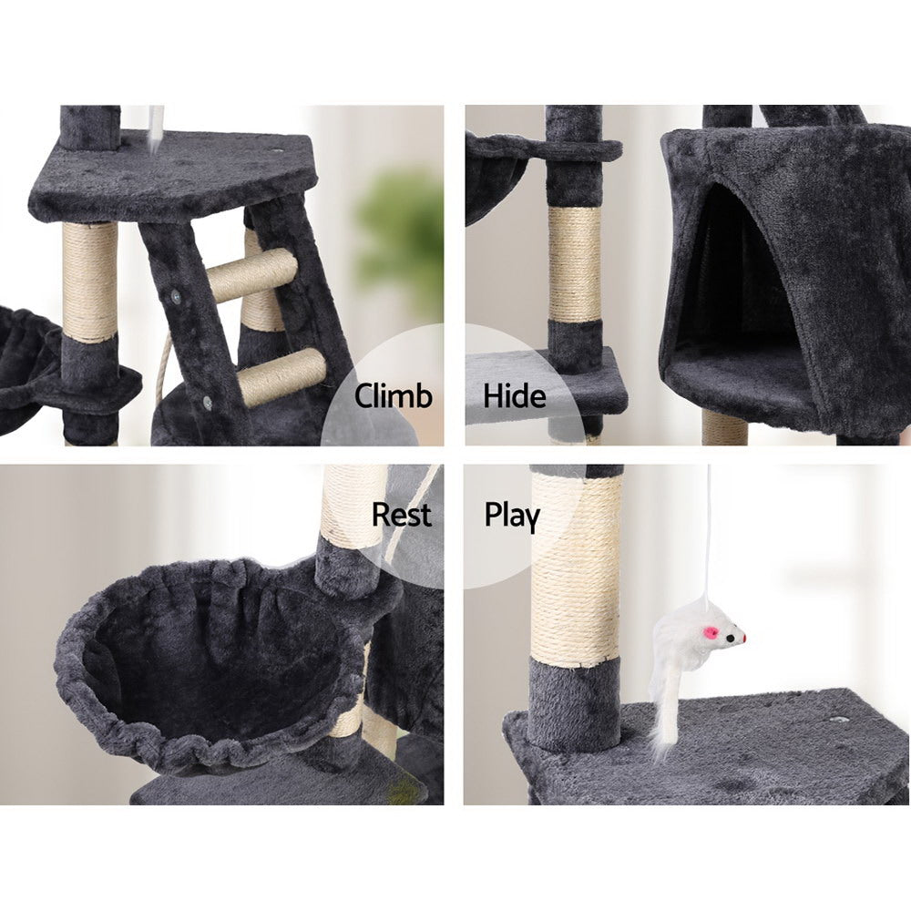 i.Pet 120cm Cat Tree Tower Scratching Post Dark Grey