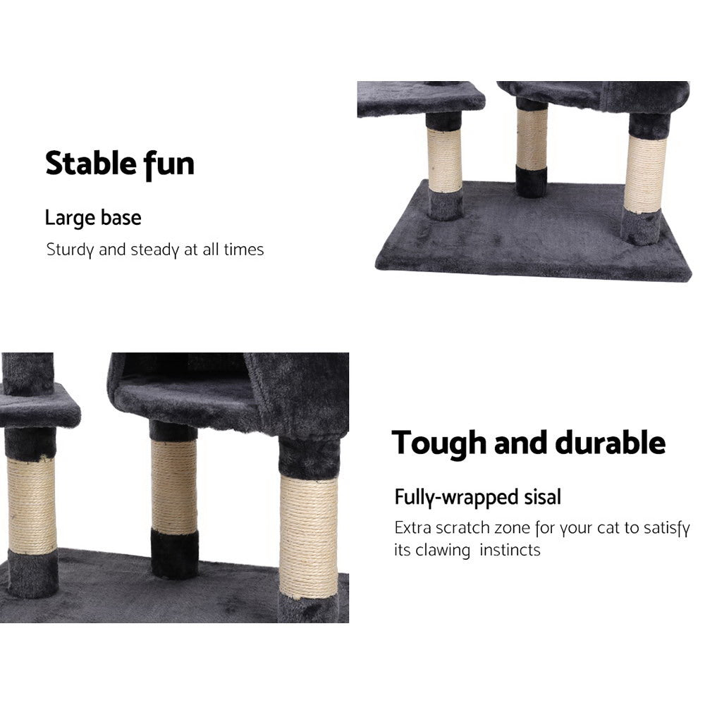 i.Pet 120cm Cat Tree Tower Scratching Post Dark Grey