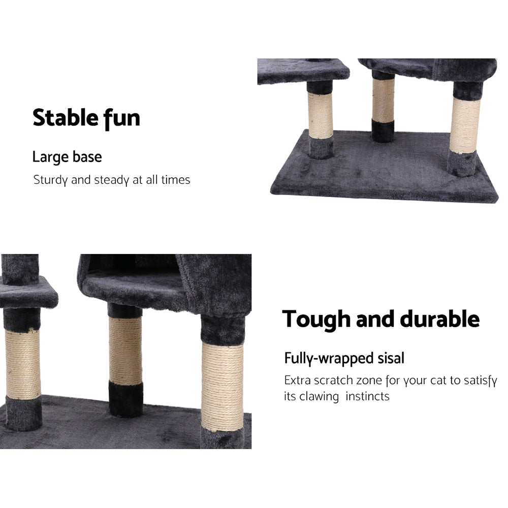 i.Pet 120cm Cat Tree Tower Scratching Post Dark Grey