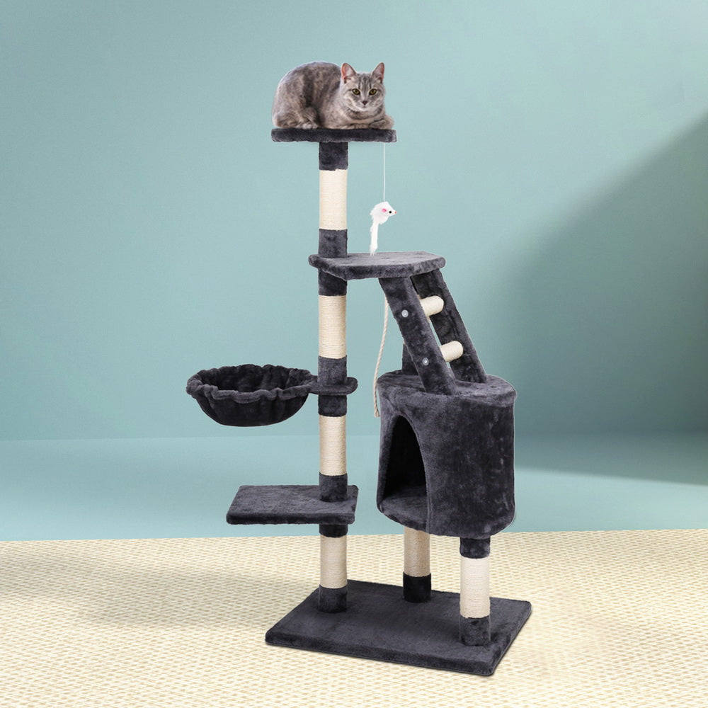 i.Pet 120cm Cat Tree Tower Scratching Post Dark Grey