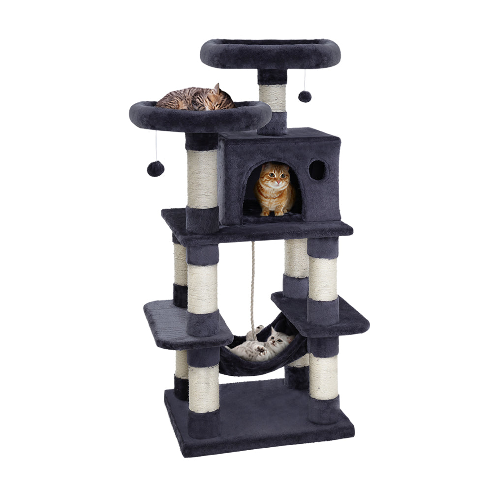 Cosmo 145cm Cat Tower Scratching Post Wood Condo Large Bed