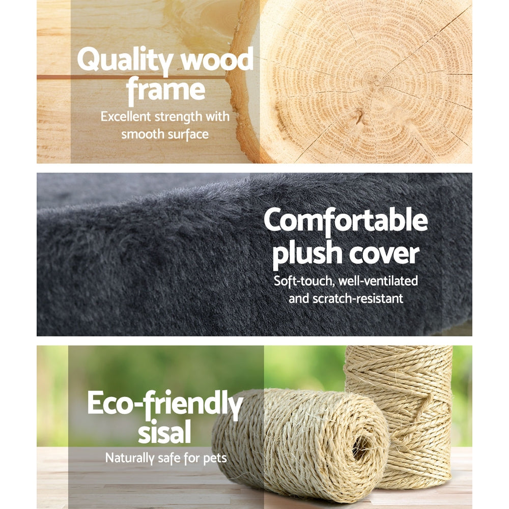 Cosmo 145cm Cat Tower Scratching Post Wood Condo Large Bed