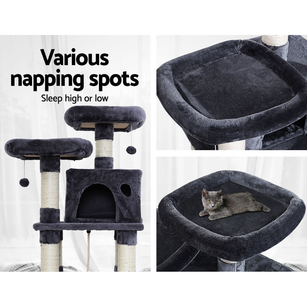 Cosmo 145cm Cat Tower Scratching Post Wood Condo Large Bed