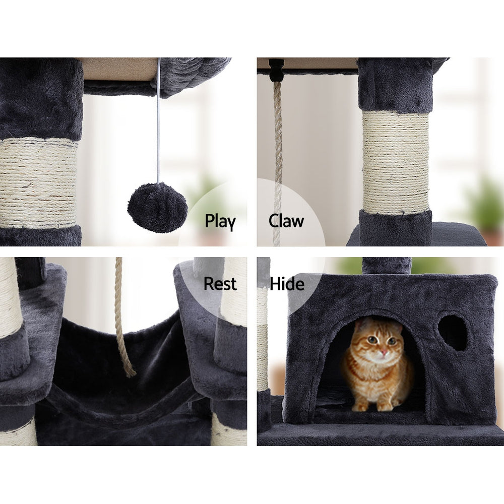 Cosmo 145cm Cat Tower Scratching Post Wood Condo Large Bed