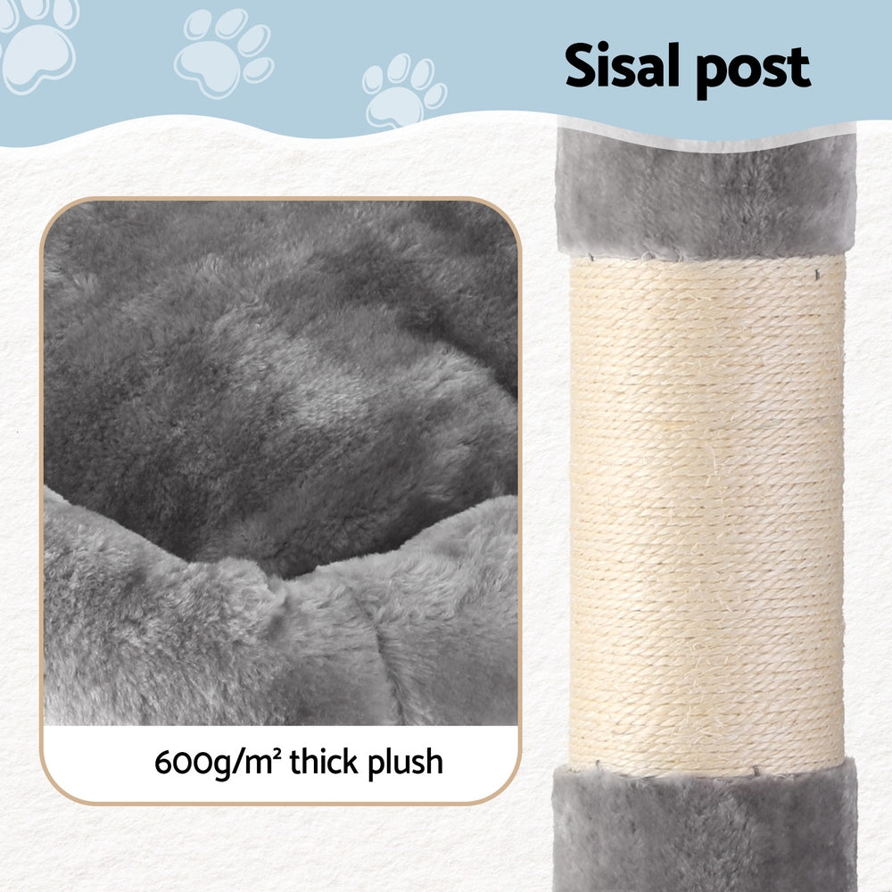 i.Pet 145cm Cat Tree Tower Scratching Post Condo Light Grey