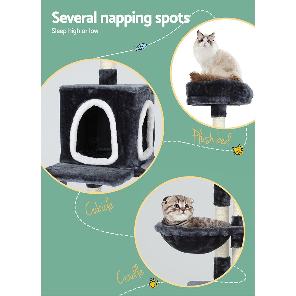 Alice 168cm Cat Tree Tower Scratching Post Condo Grey