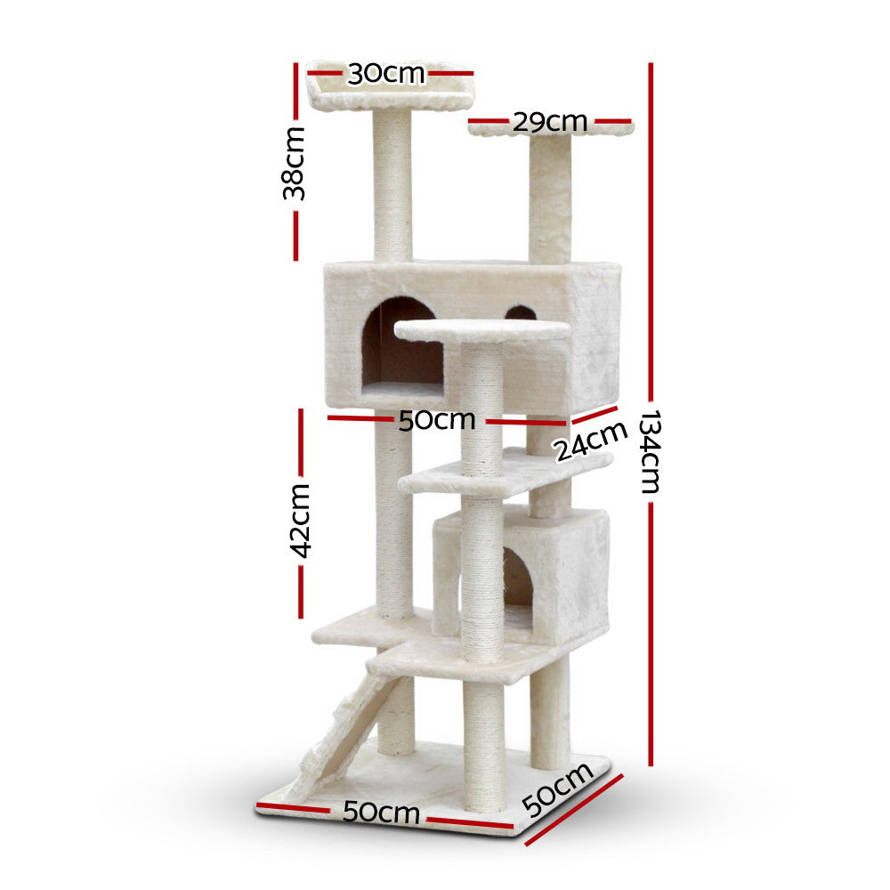 Buddy 134cm Cat Tree Tower Scratching Post Condo Beige