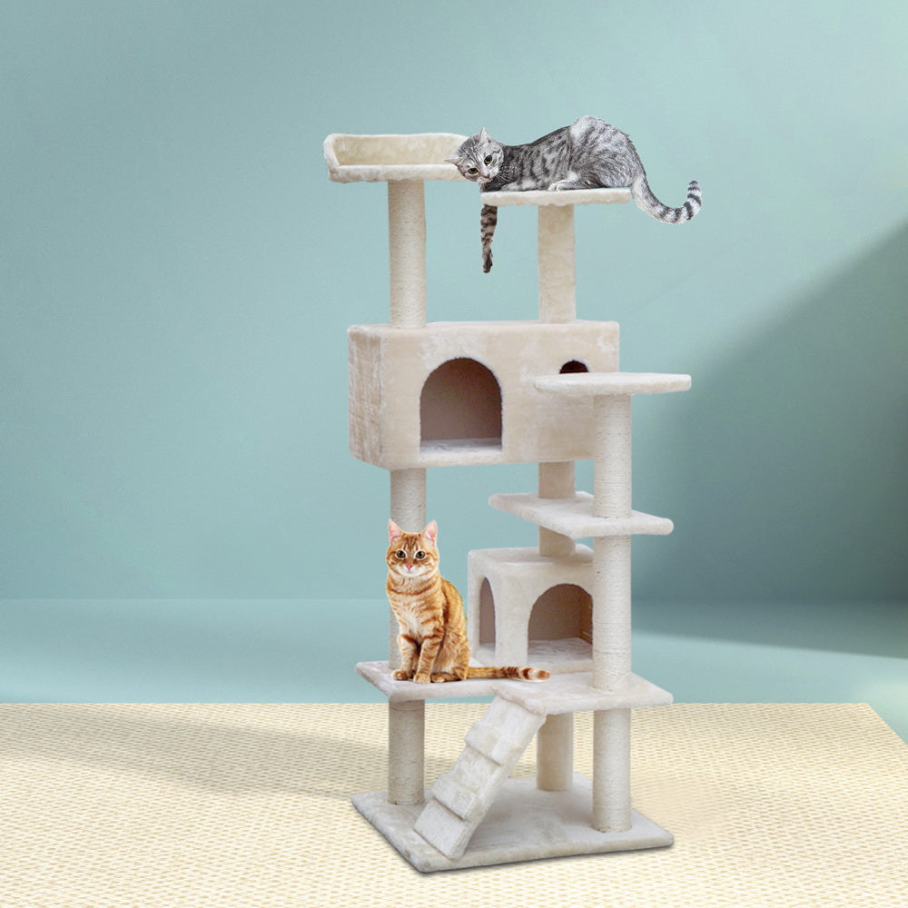 Buddy 134cm Cat Tree Tower Scratching Post Condo Beige