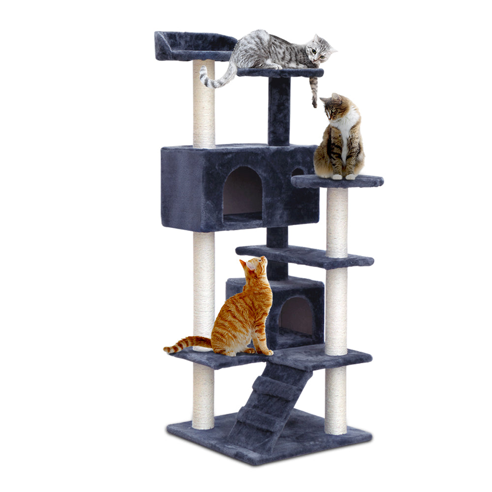 i.Pet 134cm Cat Tree Tower Scratching Post Condo Bed Grey