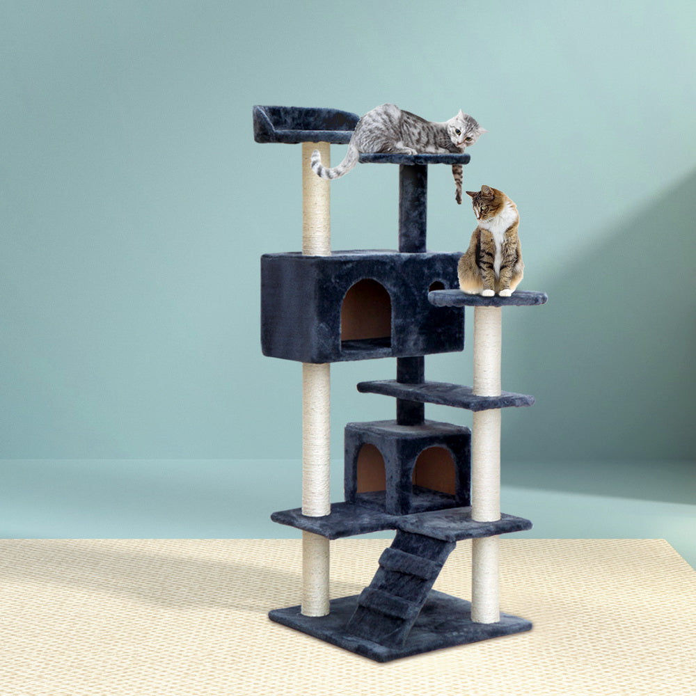 i.Pet 134cm Cat Tree Tower Scratching Post Condo Bed Grey