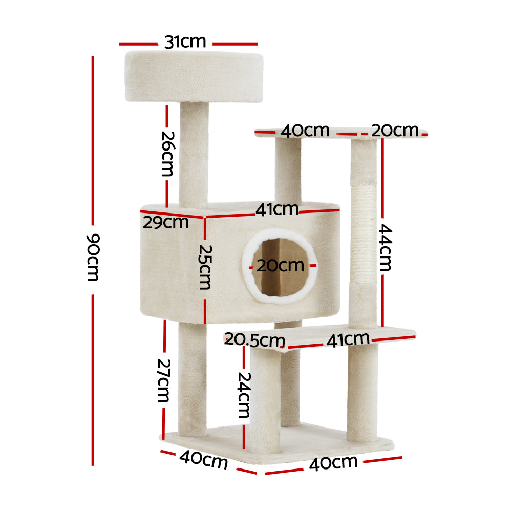 Hickory 90cm Cat Tree Scratching Post Tower Beige