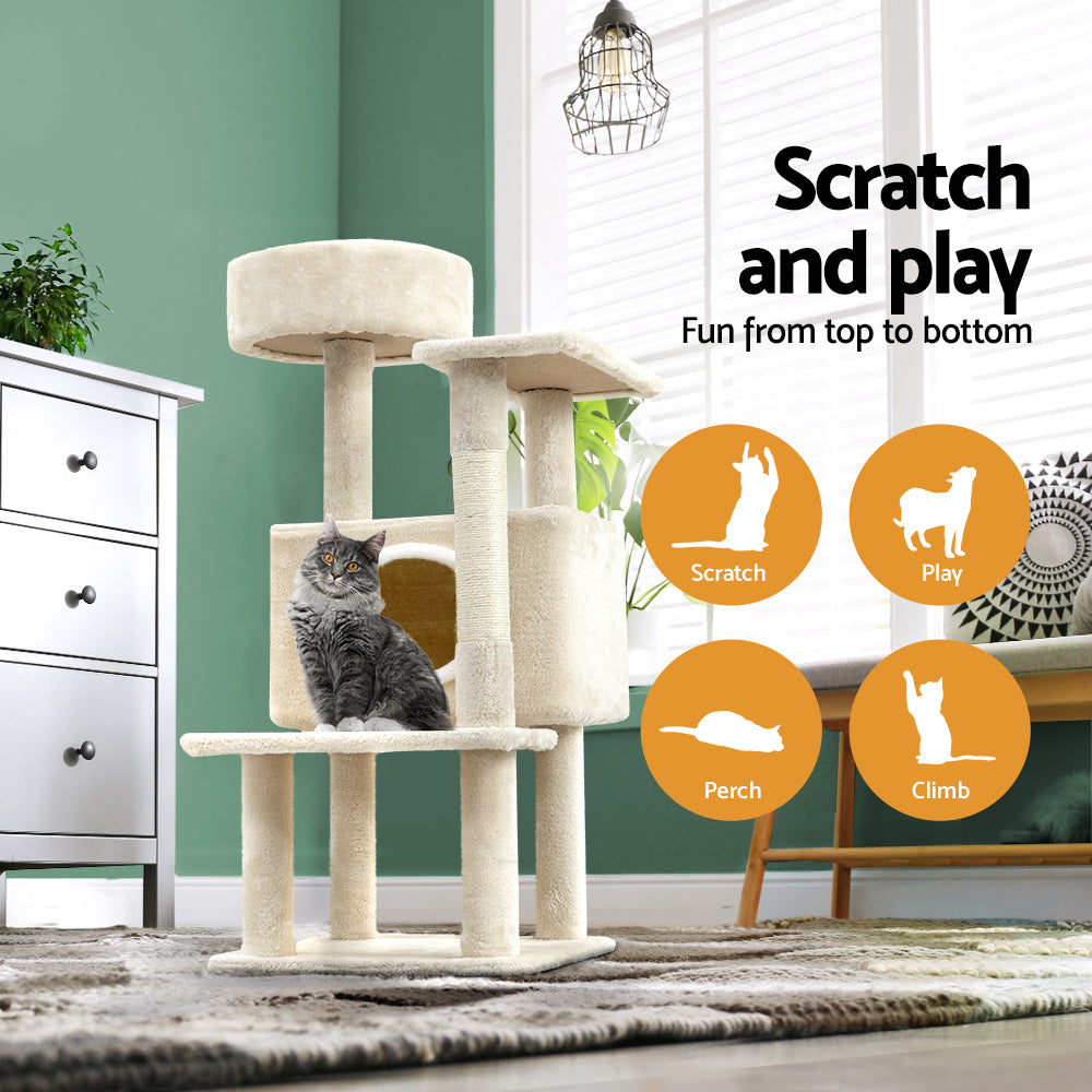 Hickory 90cm Cat Tree Scratching Post Tower Beige