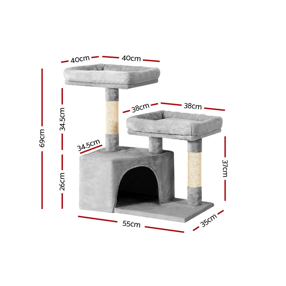 Ivy 69cm Cat Tree Scratching Post Light Grey