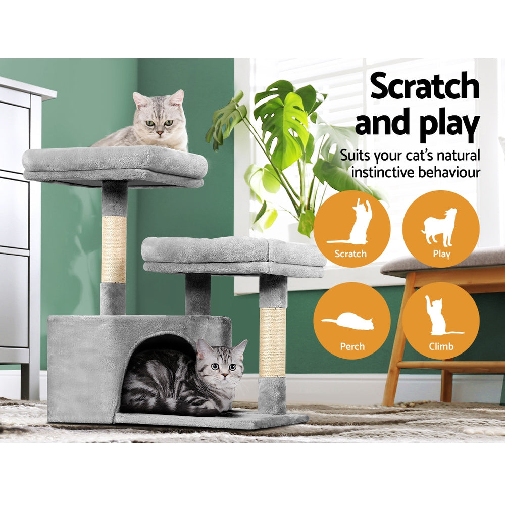 Ivy 69cm Cat Tree Scratching Post Light Grey