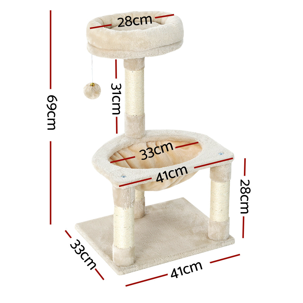Camila 69cm Cat Tree Scratching Post Tower Beige