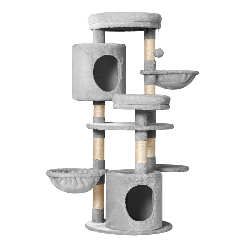 Cara 123cm Cat Tree Tower Scratching Post Light Grey
