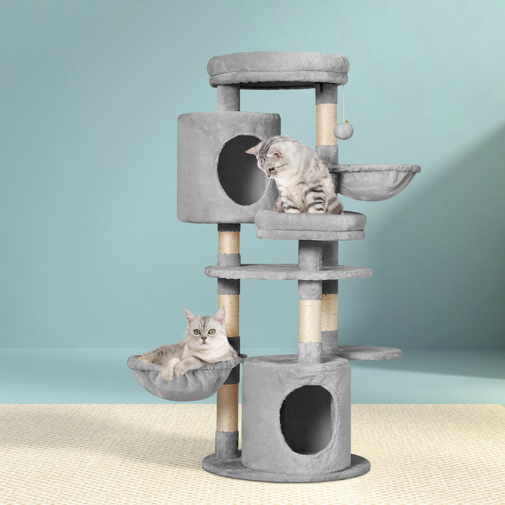 Cara 123cm Cat Tree Tower Scratching Post Light Grey