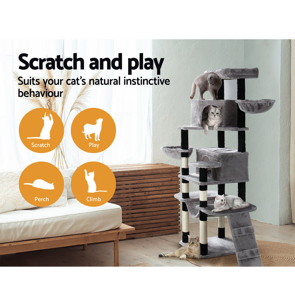 Fela 161cm Cat Tower Scratching Post Condo Light Grey