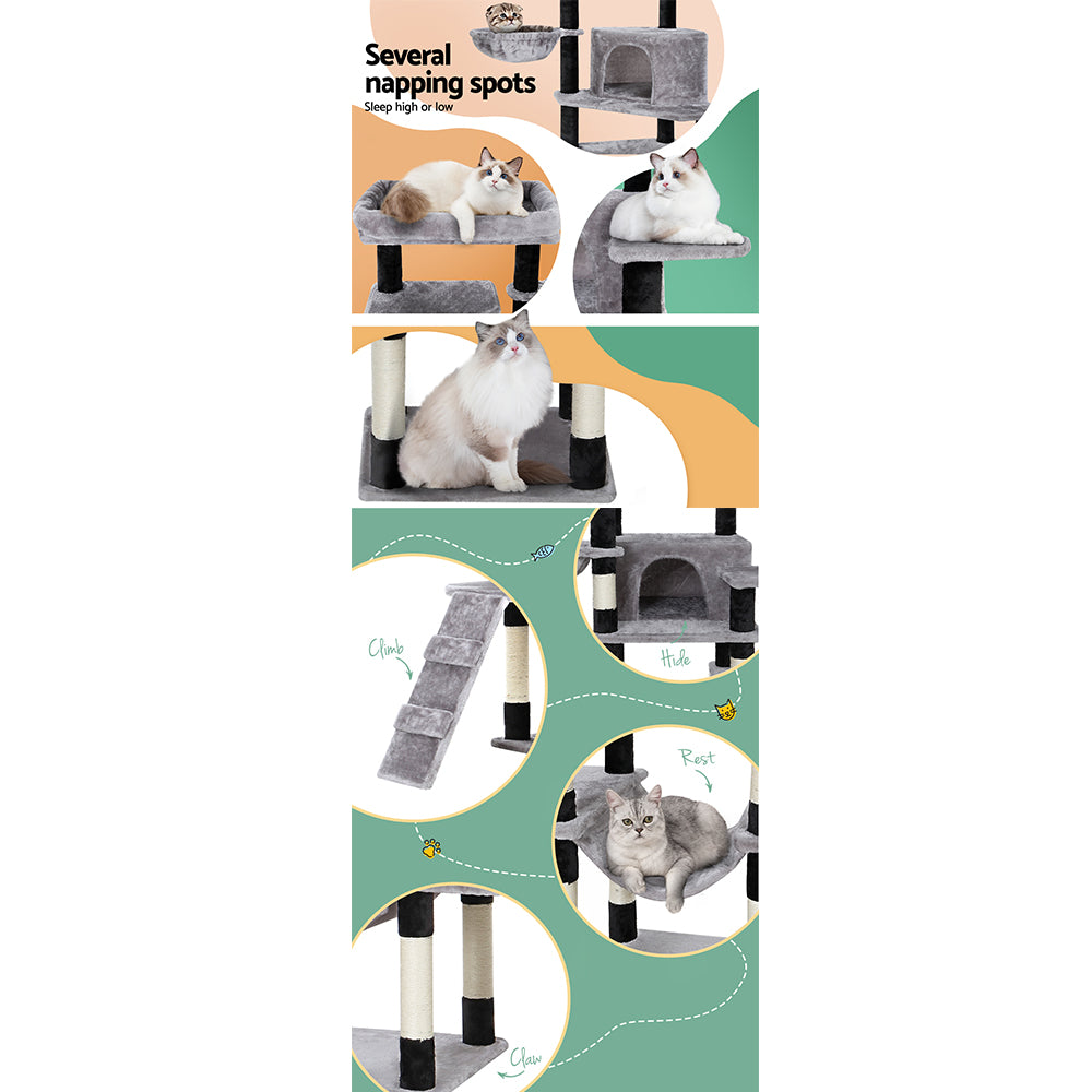 Fela 161cm Cat Tower Scratching Post Condo Light Grey