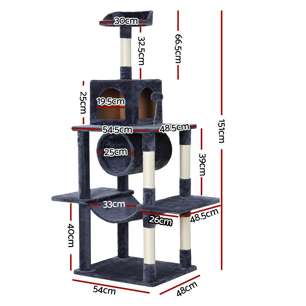 Freesia 151cm Cat Tree Tower Scratcher Grey
