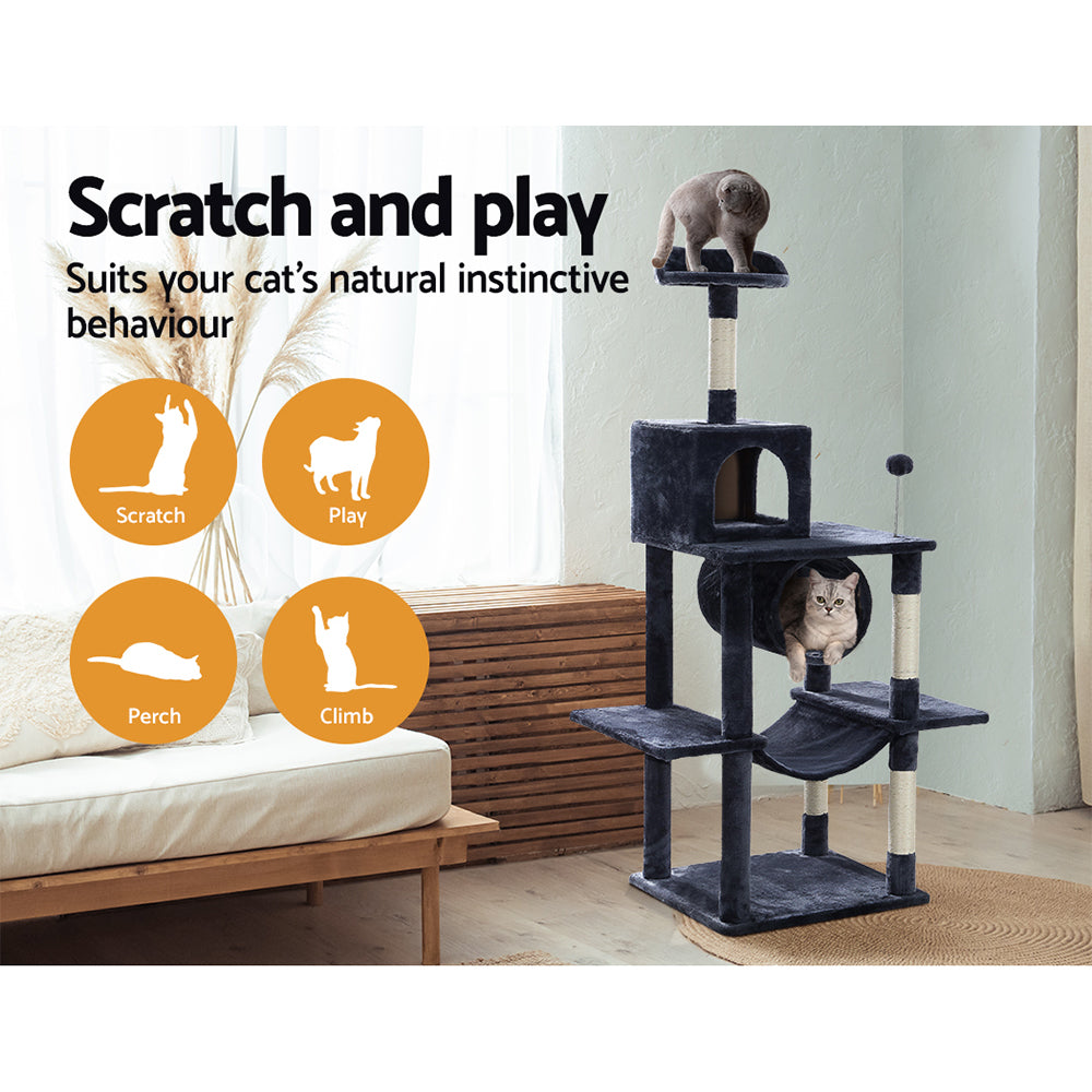 Freesia 151cm Cat Tree Tower Scratcher Grey