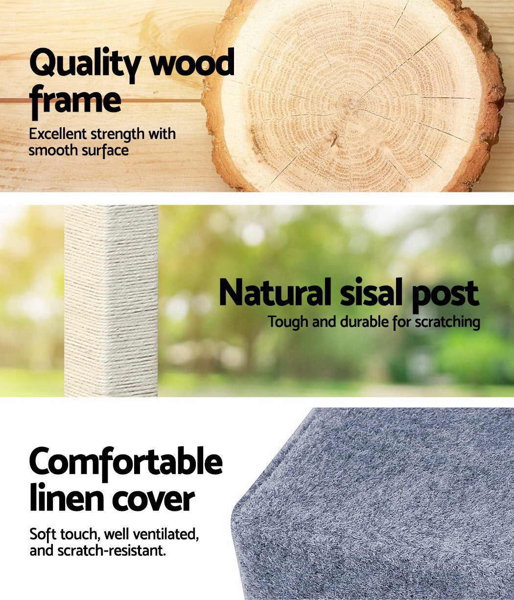 i.Pet 124cm Cat Tree Scratching Post Tower Wood Condo