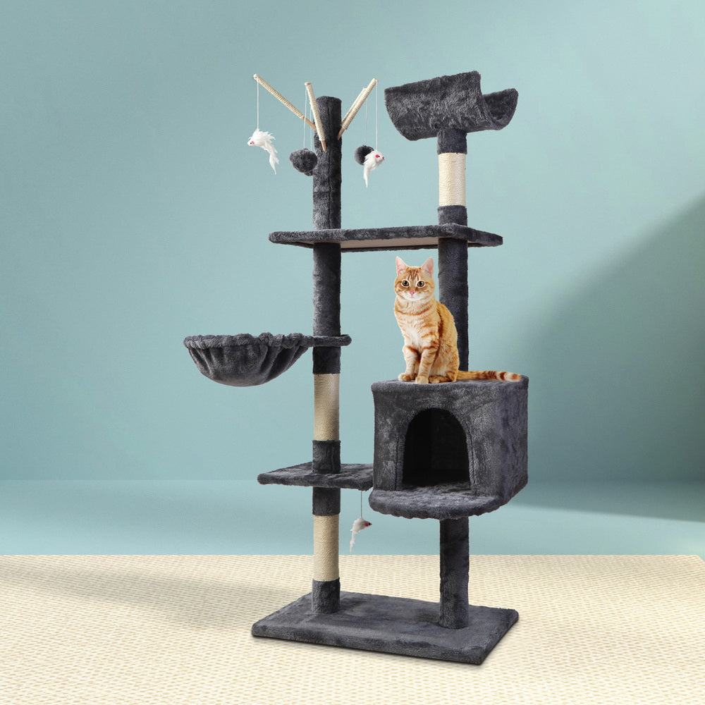 Umon 140cm Cat Tree Tower Scratching Post Grey