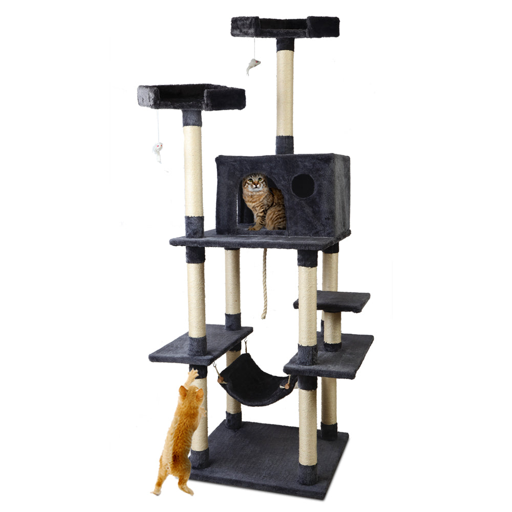 Casey 184cm Cat Tree Tower Scratching Post Dark Grey