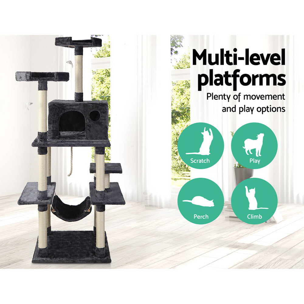 Casey 184cm Cat Tree Tower Scratching Post Dark Grey