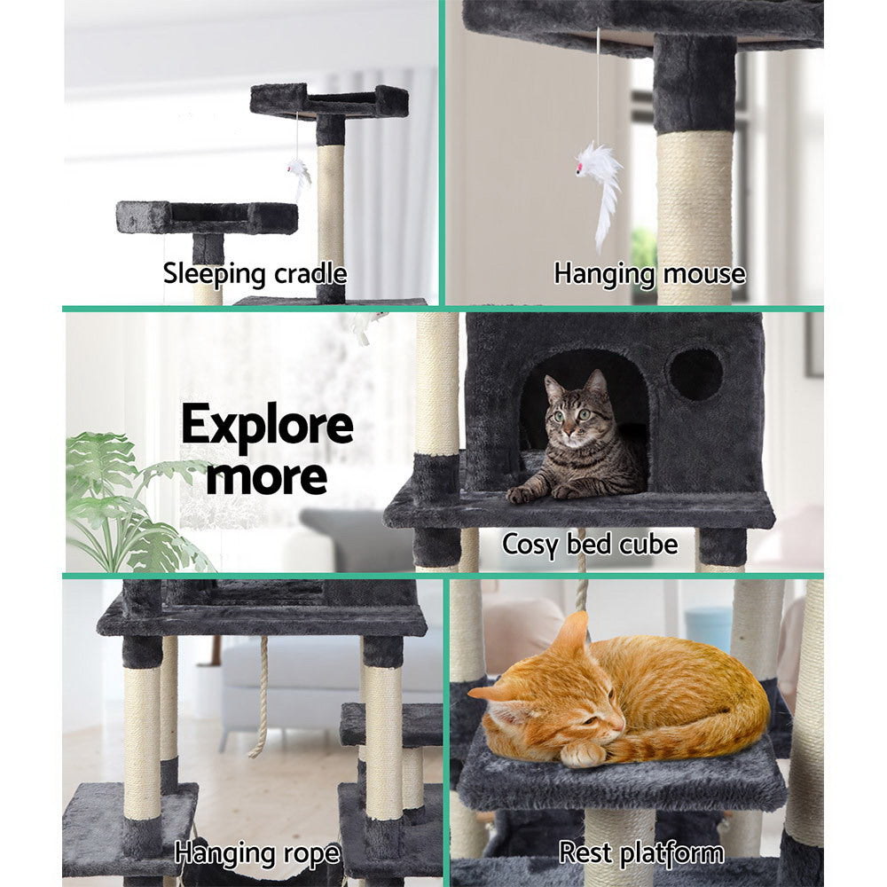 Casey 184cm Cat Tree Tower Scratching Post Dark Grey