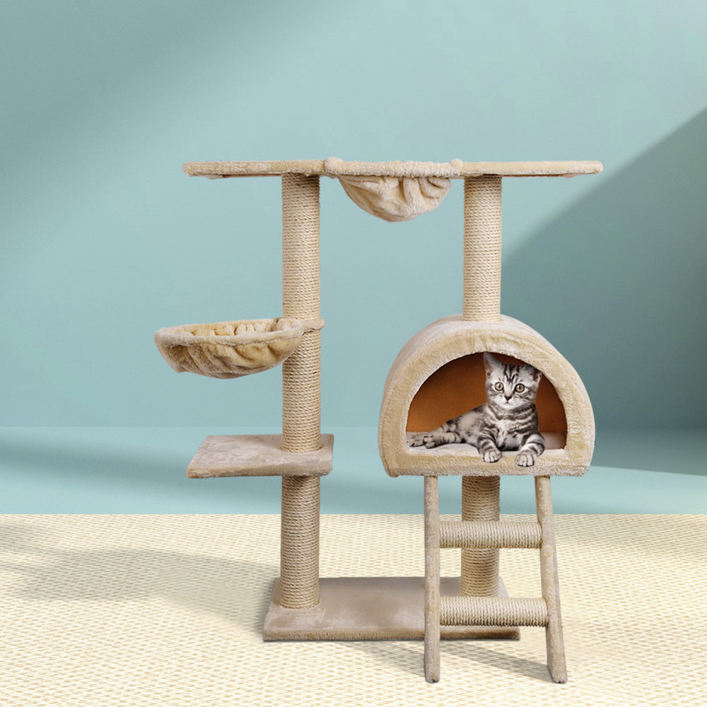 i.Pet 100cm Cat Tree Tower Scratching Post Condo Bed Beige