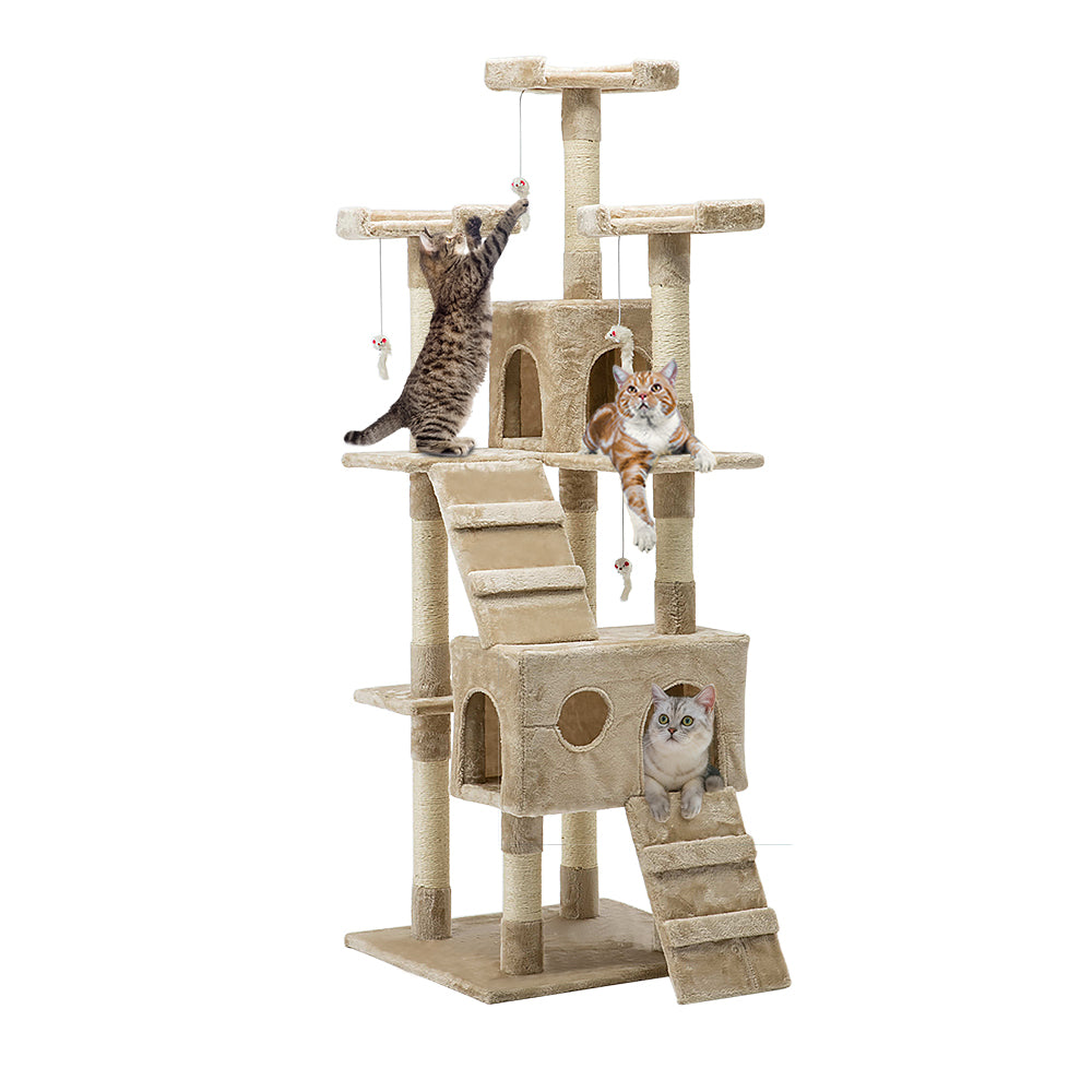 i.Pet 180cm Cat Tree Scratching Tower Condo Beige